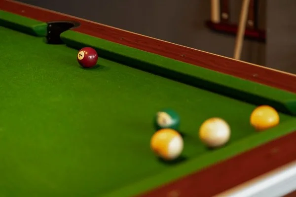 snooker table and balls
